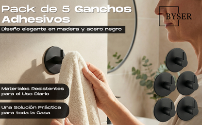 BYSER Ganchos Adhesivos para Pared – Pack de 5 (3 Colores disponibles)