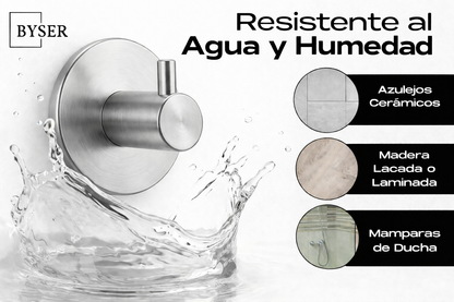 BYSER Ganchos Adhesivos para Pared – Pack de 5 (3 Colores disponibles)