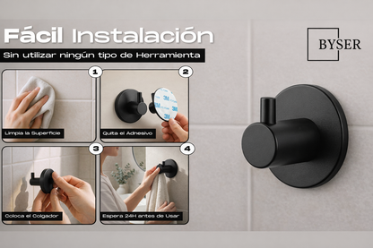 BYSER Ganchos Adhesivos para Pared – Pack de 5 (3 Colores disponibles)