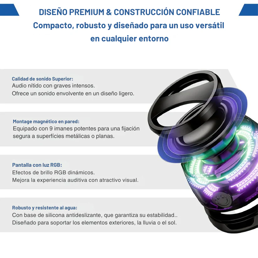 Mini Altavoz Magnético GoTune ¡Llévalo a cualquier parte!